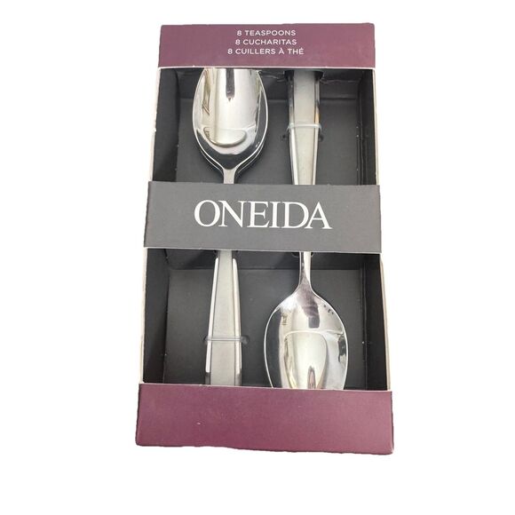 Oneida Flatware Set Of 8 Teaspoons Jordan Frosted Stainless Silverware 7.5” NEW - Picture 3 of 4